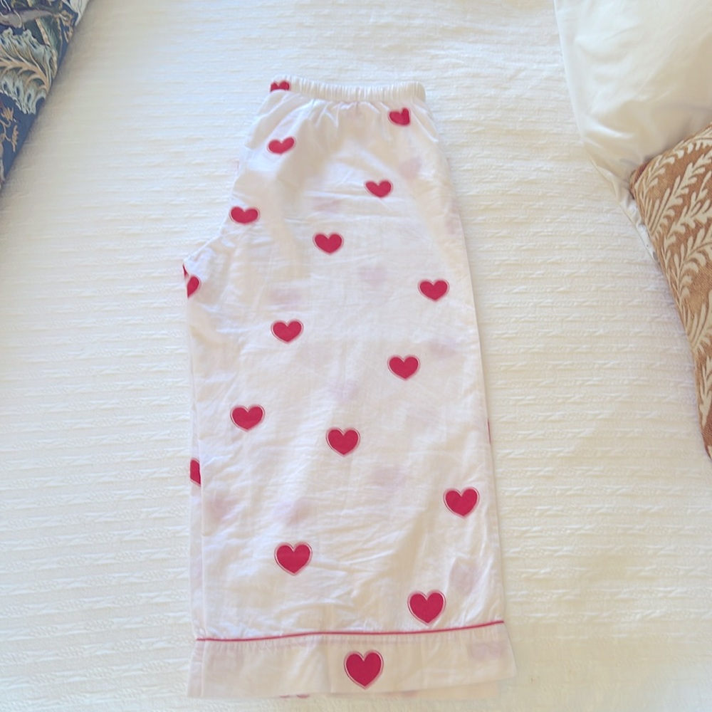 Printfresh White Pajama Pants with Red Hearts - Picture 2 of 4